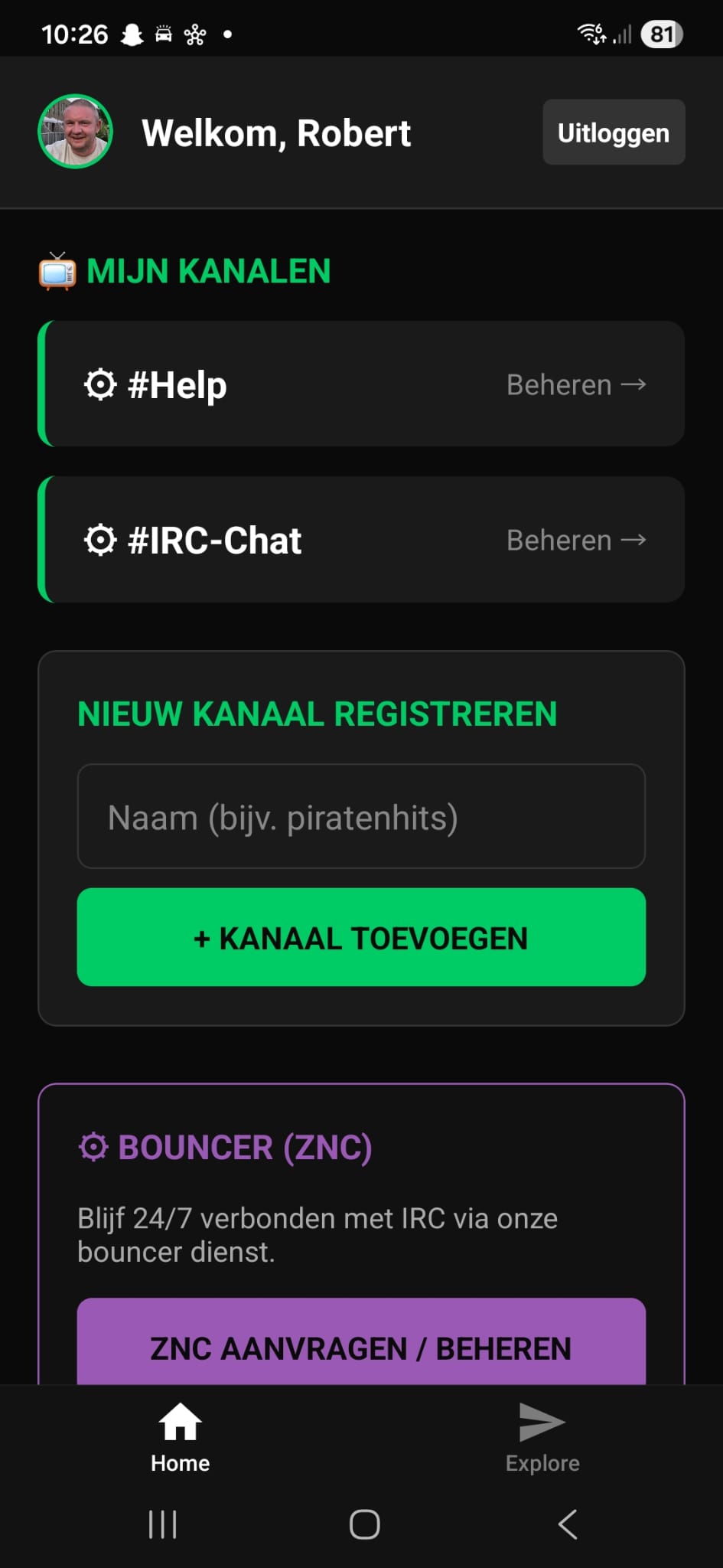 Screenshot van update