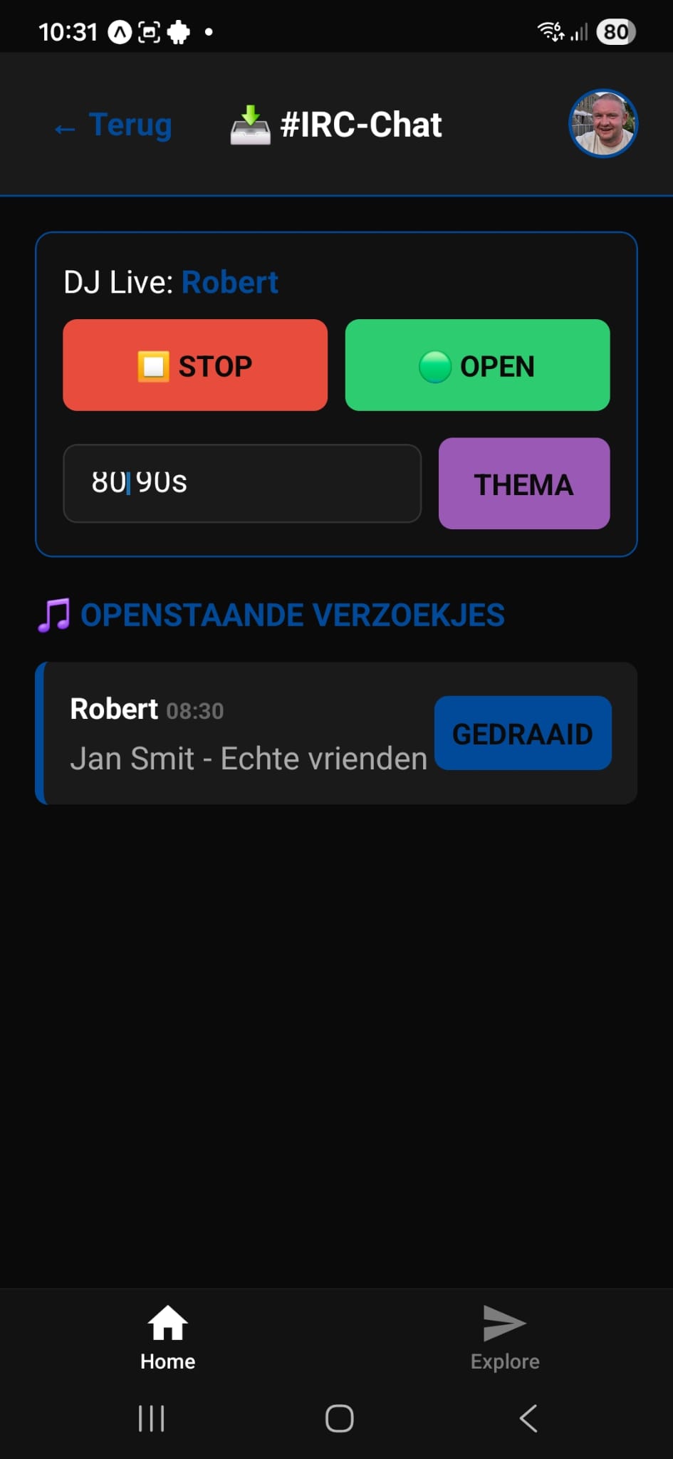 Screenshot van update
