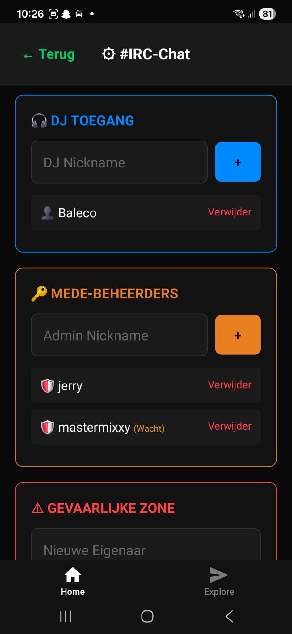 Screenshot van update