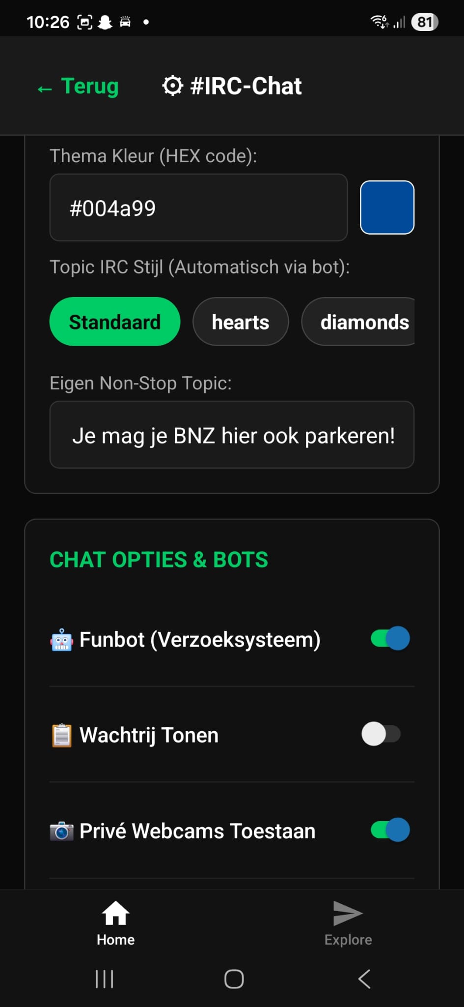 Screenshot van update