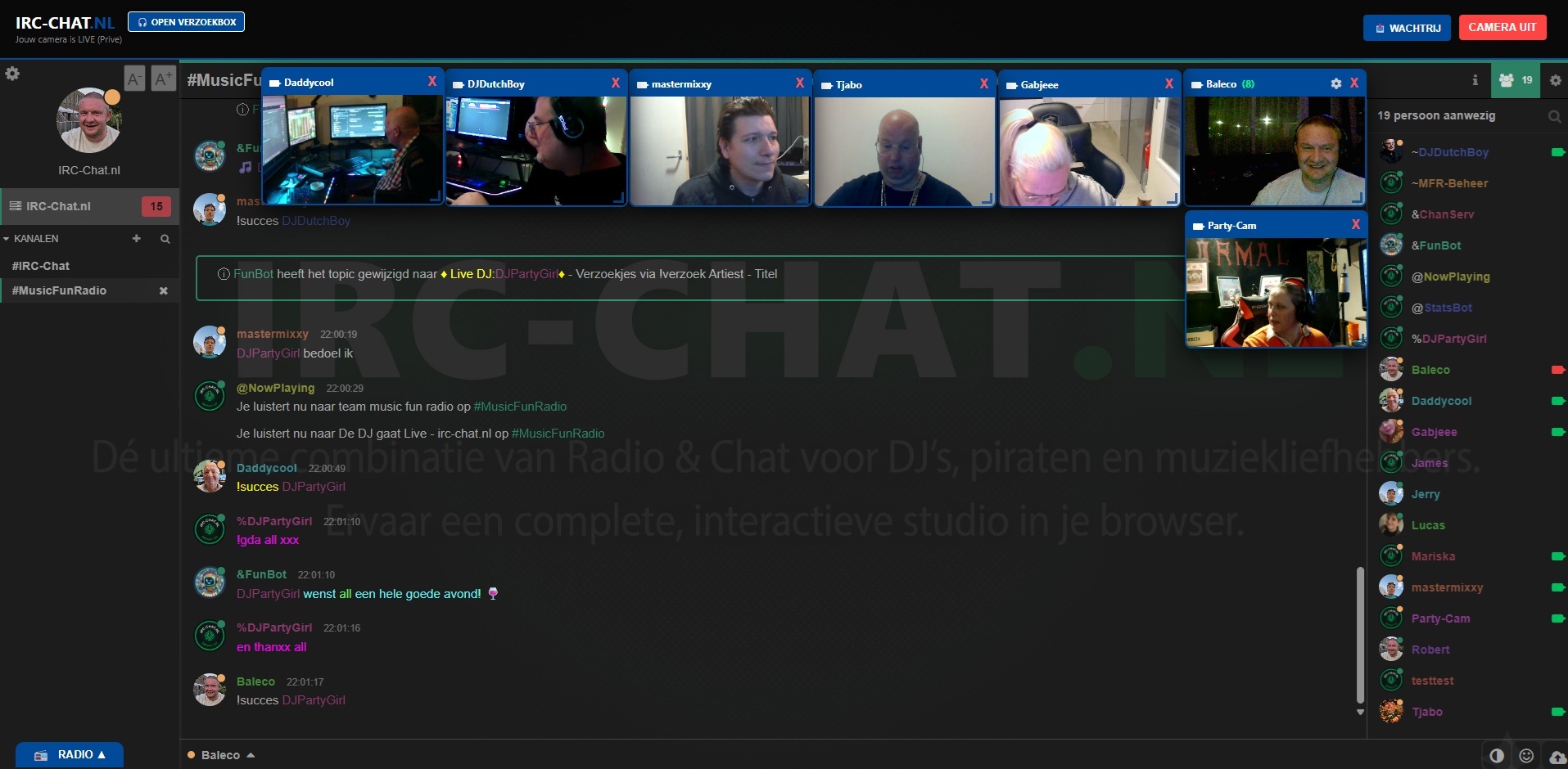 Voorbeeld van de IRC-Chat omgeving